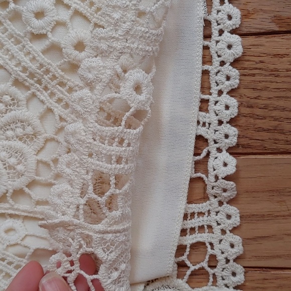 Cream Crochet Two-fer Top - Picture 6 of 12